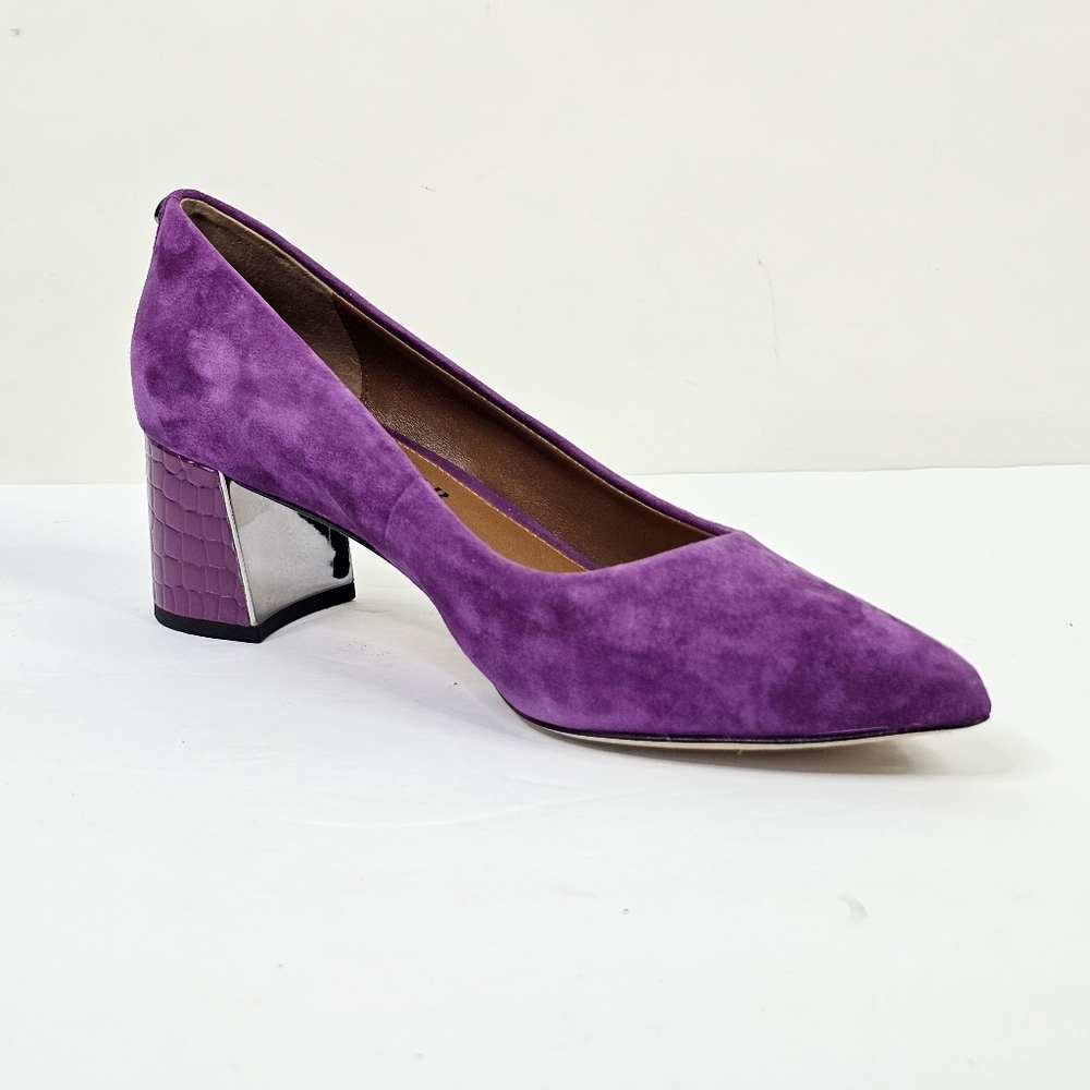 Donald Pliner Purple Suzette Suede Pointed Toe Heels - Picture 3 of 8